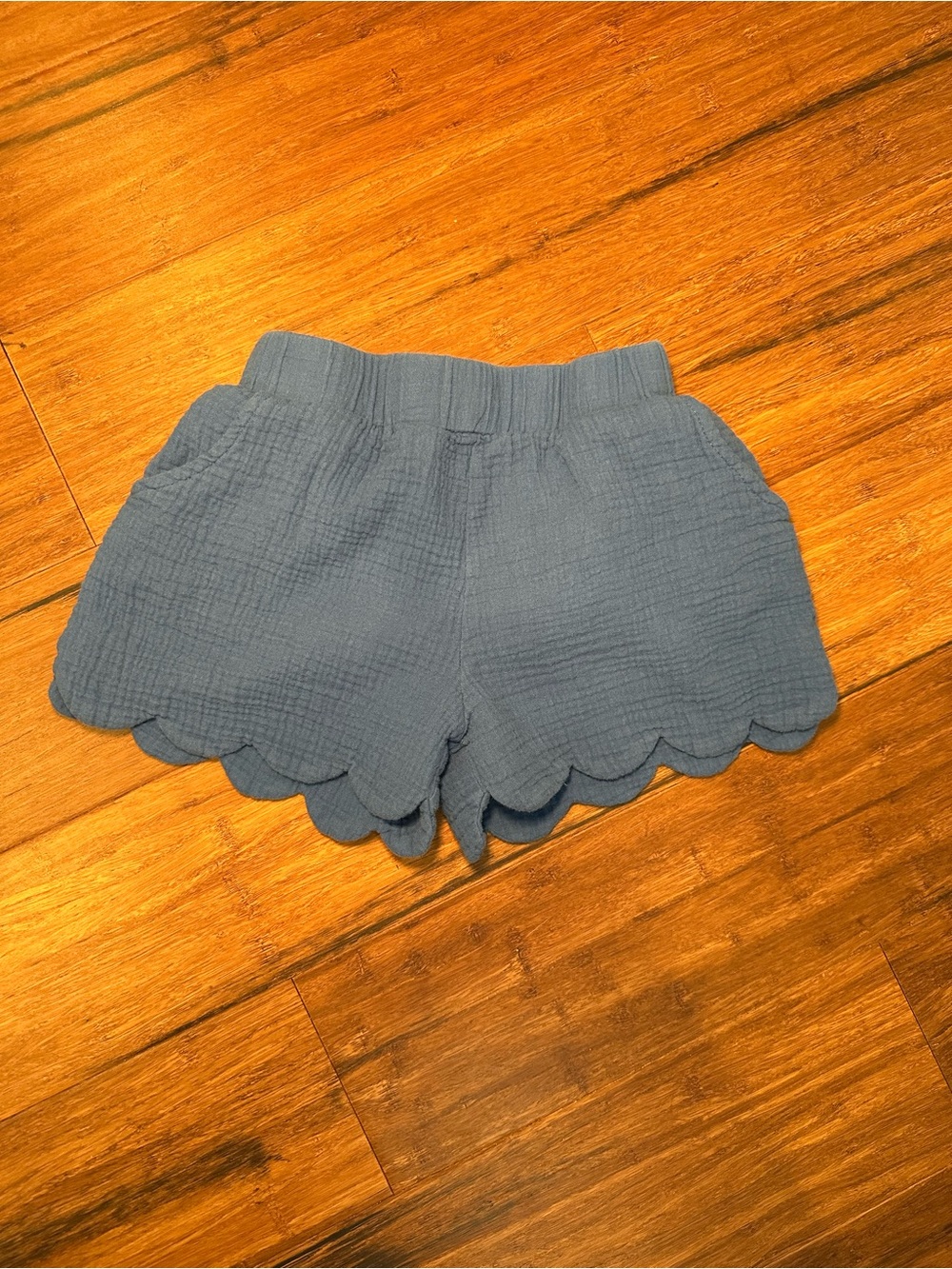 Cheeky Plum Scalloped Cotton Gauze Shorts in Dark Blue Girls Summer Short 6Y